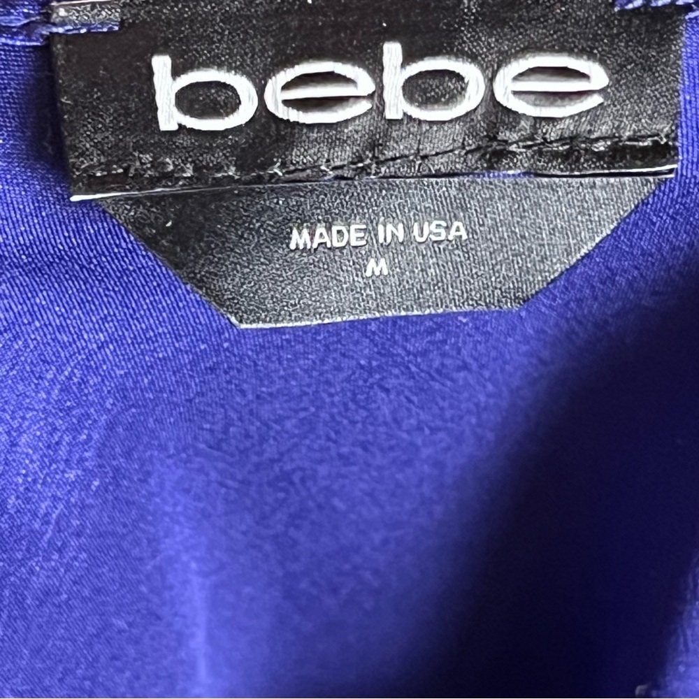 Bebe Purple Cowl Neck Satin Bias Cut Slip Dress Spaghetti Strap — Medium - Picture 9 of 11